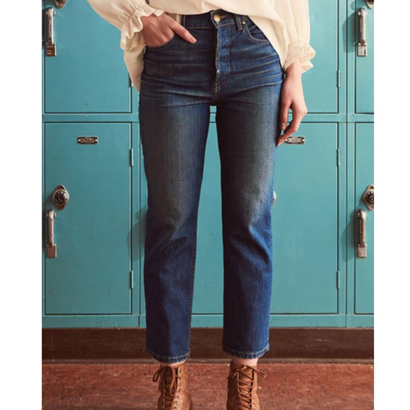 The Great NEW The Straight A High Rise Cropped Length Straight Leg Jeans Size 25 - Picture 2 of 15